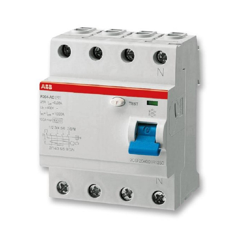 Thermal Magnetic Circuit Breaker, Residual Current, 63 A, 4 Pole, DIN Rail