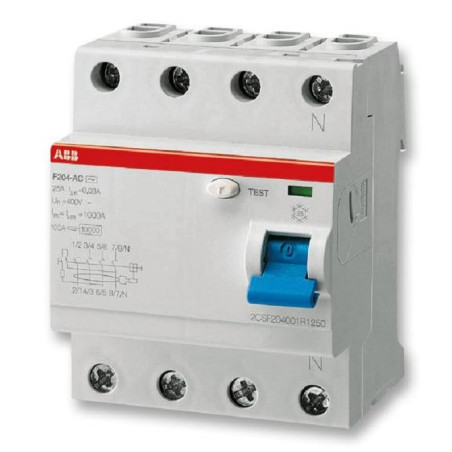 Thermal Magnetic Circuit Breaker, Residual Current, 63 A, 4 Pole, DIN Rail