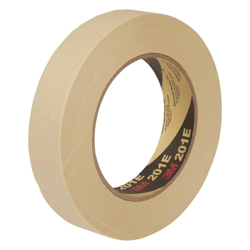 3M (201E 24MM) Masking Tape, Crepe Paper, Cream, 24 mm x 50 m