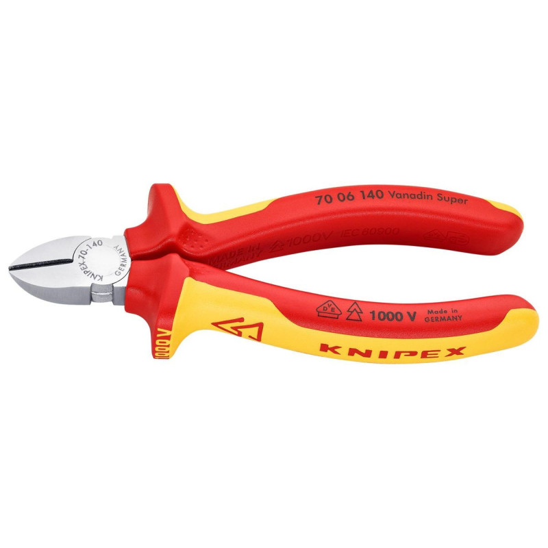 Knipex (70 06 140) Cutter, Diagonal, 140 mm, Edge, 4 mm, 62 °