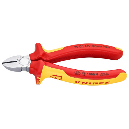 Knipex (70 06 140) Cutter, Diagonal, 140 mm, Edge, 4 mm, 62 °