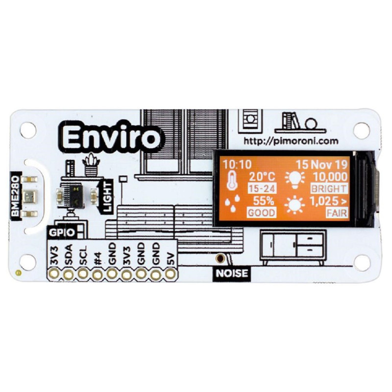 Pimoroni (PIM486) Eval Board, Enviro pHAT, Raspberry Pi