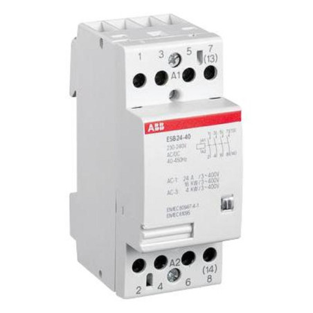 Contactor, 9 A, DIN Rail, 400 VAC, 4NO, 4 Pole, 4 kW