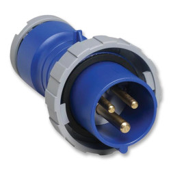 Pin & Sleeve Connector, 16 A, 250 V, Cable Mount, Plug, 2P+E, Blue