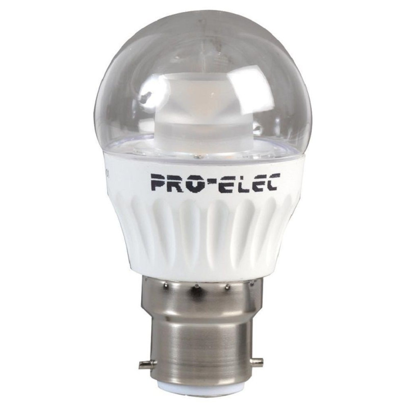 Pro Elec (PEL00347) LED Light Bulb, Clear Globe, B22, Warm White