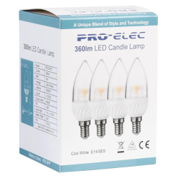 Pro Elec (PEL00167) LED Light Bulb, Candle, E14 / SES, Cool White