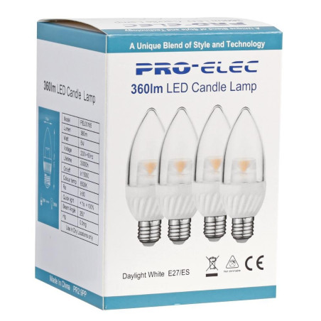 Pro Elec (PEL00165) LED Light Bulb, Candle, E27 / ES, Daylight White