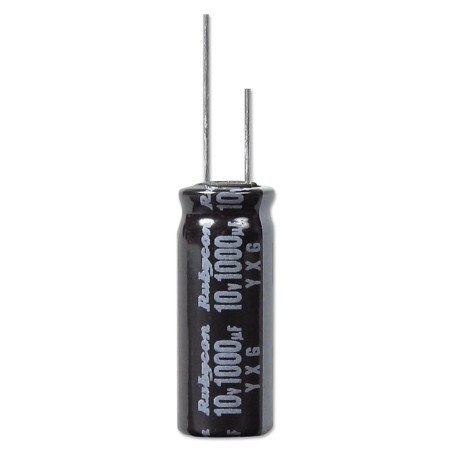 Rubycon (63YXG820MEFC18X25) Electrolytic Capacitor, Miniature, 820µF, 63V