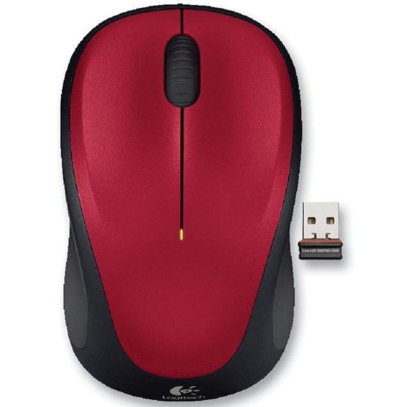 Logitech Wireless Mouse M235, 2.4 GHz, 1x AA, Red/Black