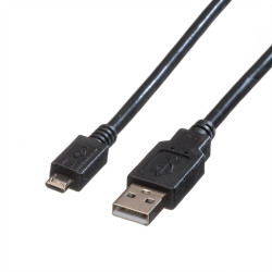 USB Cable, 1m,USB to Micro USB, Black - MC000948, Multicomp