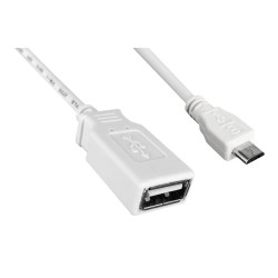 USB Cable, 0.5m, 2.0 A RCPT-Micro B Plug,White, 3021070-005M, Qualtek