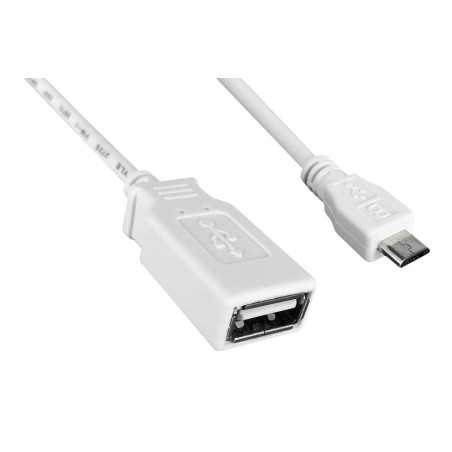 USB Cable, 0.5m, 2.0 A RCPT-Micro B Plug,White, 3021070-005M, Qualtek