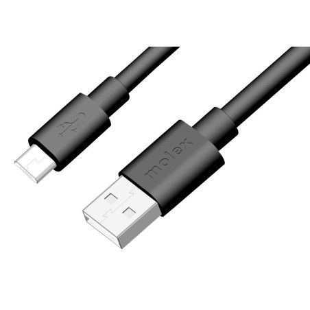 USB Cable, 1m, USB to Micro USB, Black, 68768-0398, Molex