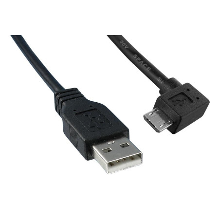 USB Cable, 3.05m, USB to 90 degree Micro USB , Black, 3021080-10, Qualtek