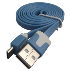 USB Flat Cable, USB to Micro USB, 1 m, Blue - VA-FC-1M-BLW