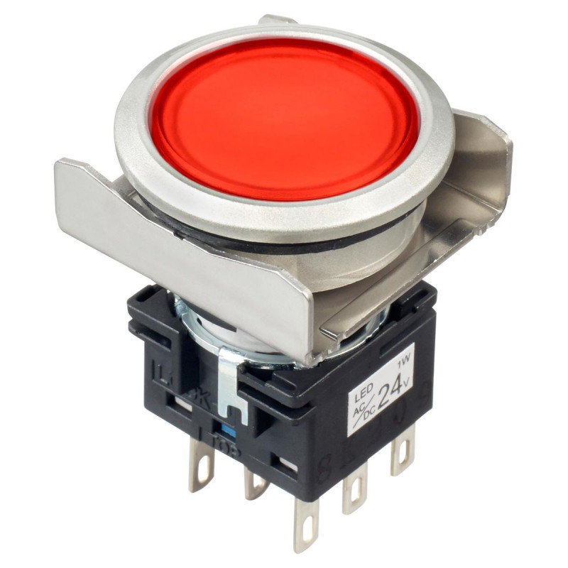 Idec (LBW6ML-M1RT64WR) Industrial Pushbutton Switch, Flush Silhouette 22 mm