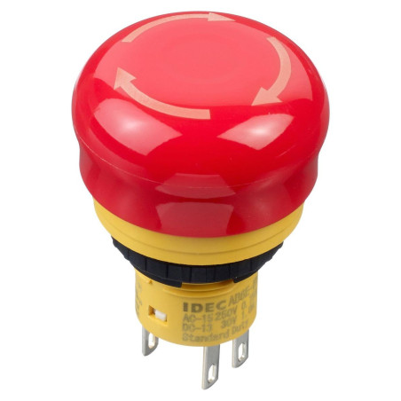 Idec (AB6E-3BV02PTRM) Emergency Stop Switch, DPST-NC