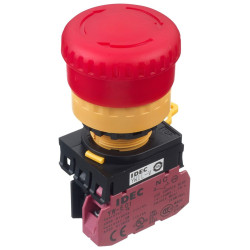 Idec (YW1L-V4E01Q4R) Emergency Stop Switch, SPST-NC, Push-Pull