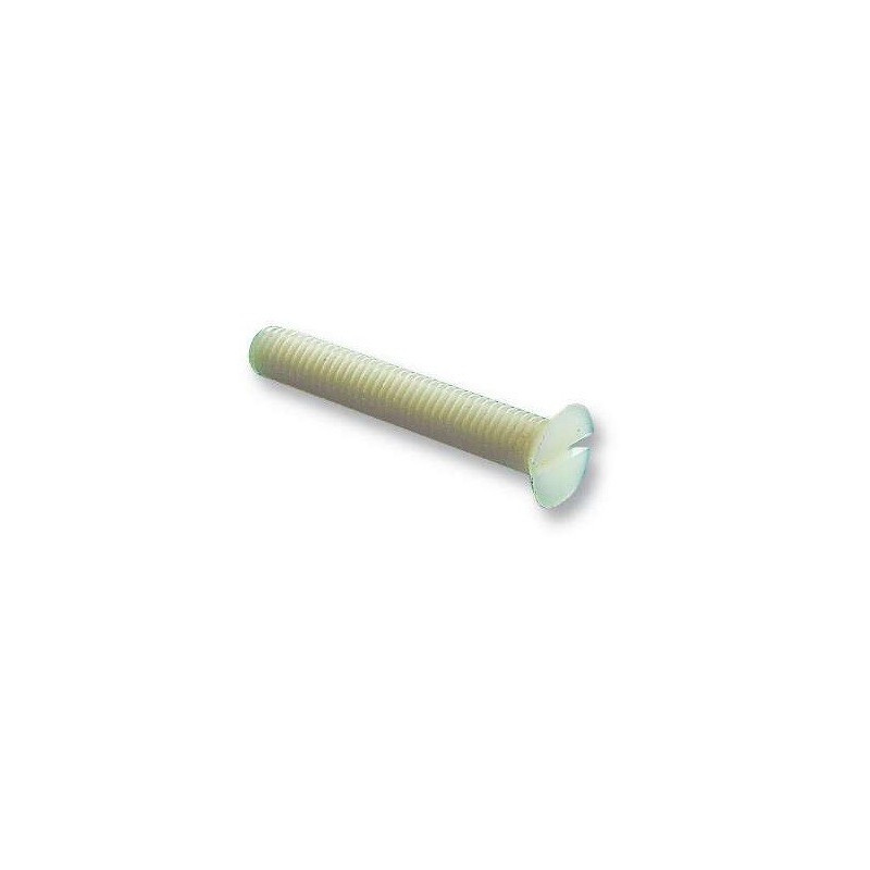 Duratool, Screw, Flat Head Slotted, M3, Nylon 6.6, 10 mm Length, 121030010