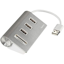 Hama (00054142) USB 2.0 Hub and Card Reader, Aluminium