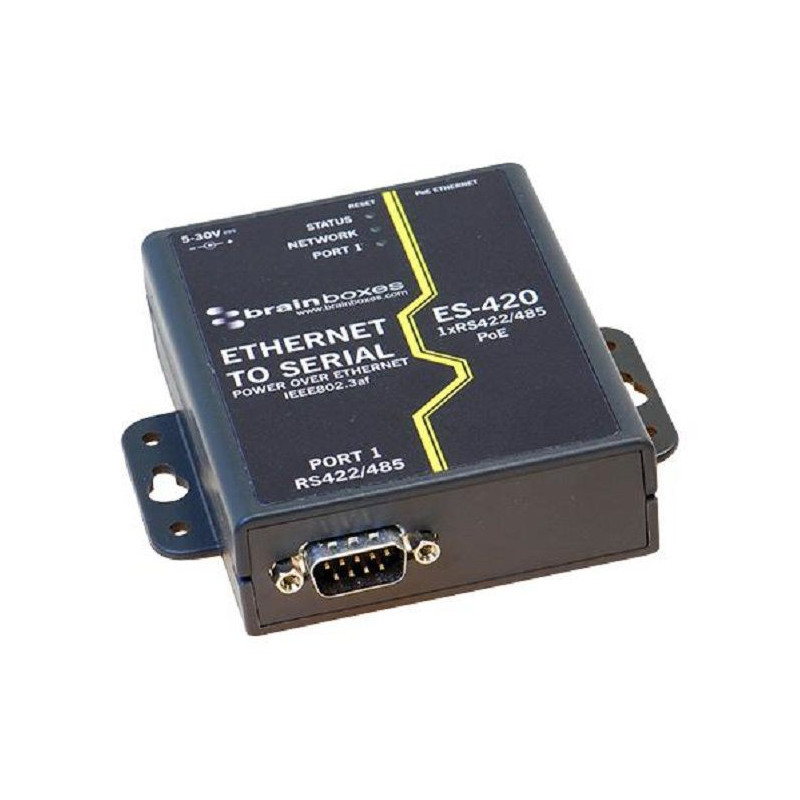 Brainboxes (ES-420) Adapter, PoE Ethernet to RS422, RS485 Serial