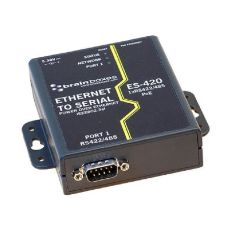 Brainboxes (ES-420) Adapter, PoE Ethernet to RS422, RS485 Serial