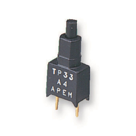 Apem (TP33P0080) Pushbutton Switch, TP, SPST-NO, Off-(On), Plunger, Black