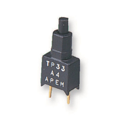 Apem (TP32P0080) Pushbutton Switch, TP, SPDT, On-(On), Plunger, Black