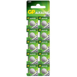 GP Batteries (GPA76-C10) Battery, 1.5 V, LR44, Alkaline, 110 mAh