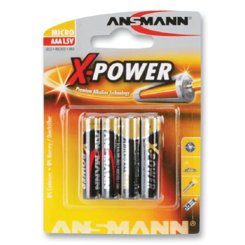 Ansmann (5015653) Battery, X-Power Premium, 1.5 V, AAA, Alkaline, 1.3 Ah