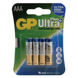 GP Batteries (GP24AU(P)-C4) Battery, Ultra, Pack of 4, 1.5 V, AAA, Alkaline