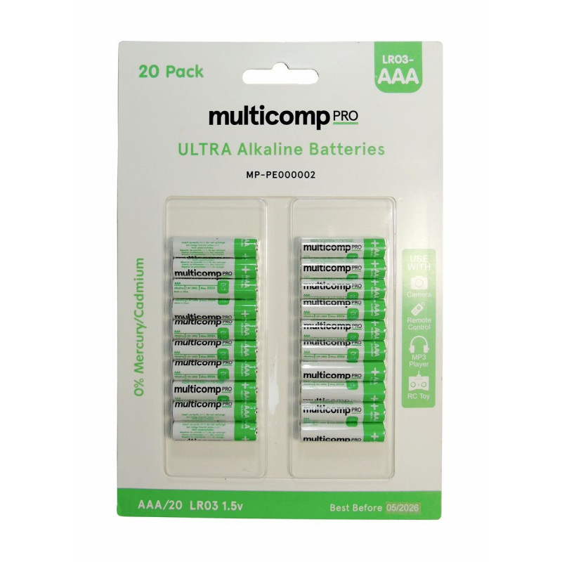 Multicomp Pro (PE000002) Battery, 1.5V, AAA, Alkaline, 1.1Ah, 10.5mm