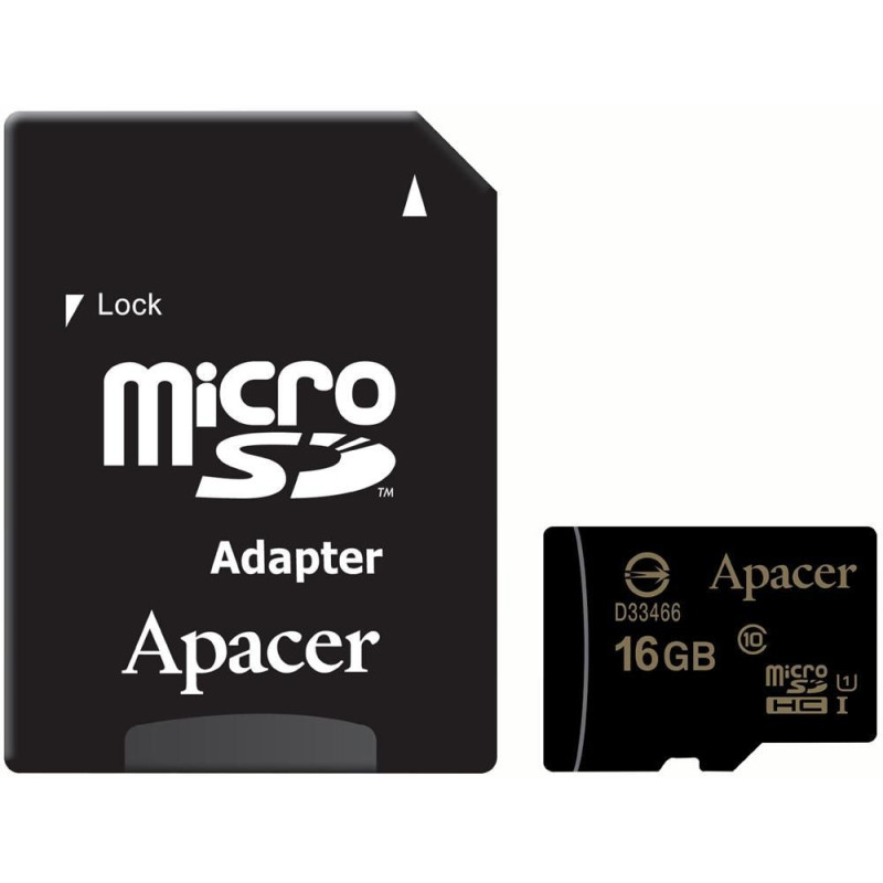 Apacer (AP16GMCSH10U1-R) Flash Memory Card, MicroSDHC Card, UHS-1, 16 GB