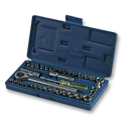 Duratool, Socket Set, Reversible Ratchet, 4mm - 13 mm, 40 Piece, D00200