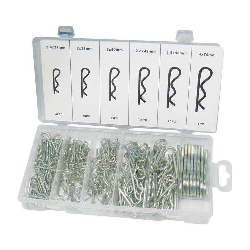 Duratool, Hitch Pin Set, Steel, Assorted Sizes, 150 Pieces, D01894