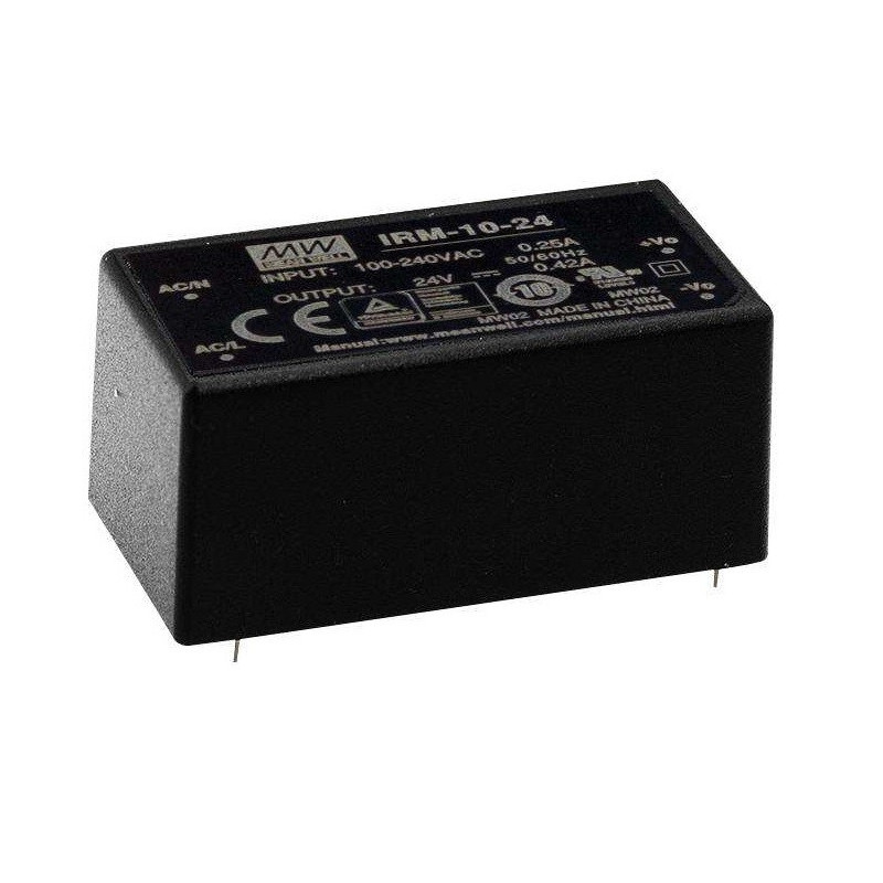 Mean Well, AC/DC PCB Mount Power Supply (PSU),ITE,1 Output,10W,5V, IRM-10-5