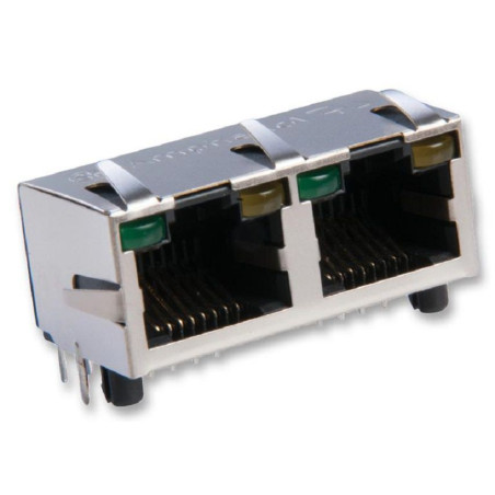 Amphenol (RJHSE-5381-02) Modular Connector, RJ45 Jack, 1 x 2 (Ganged), 8P8C