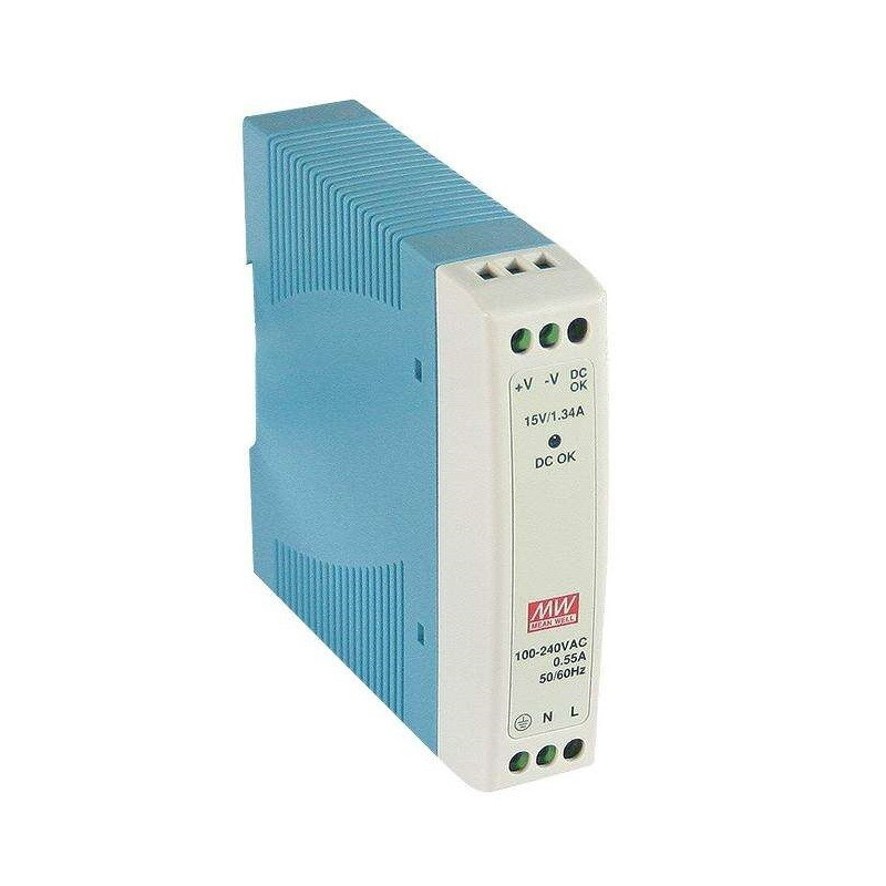 Mean Well, AC/DC DIN Rail Power Supply (PSU), ITE, 1 Output, 10W, MDR-10-12