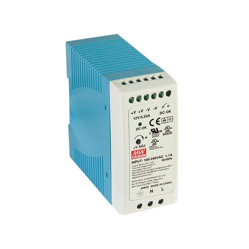 Mean Well, AC/DC DIN Rail Power Supply (PSU), ITE, 1 Output, MDR-40-24