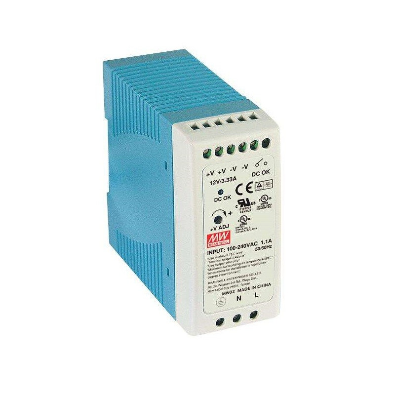 Mean Well, AC/DC DIN Rail Power Supply (PSU), ITE, 1 Output,30W,5V,MDR-40-5