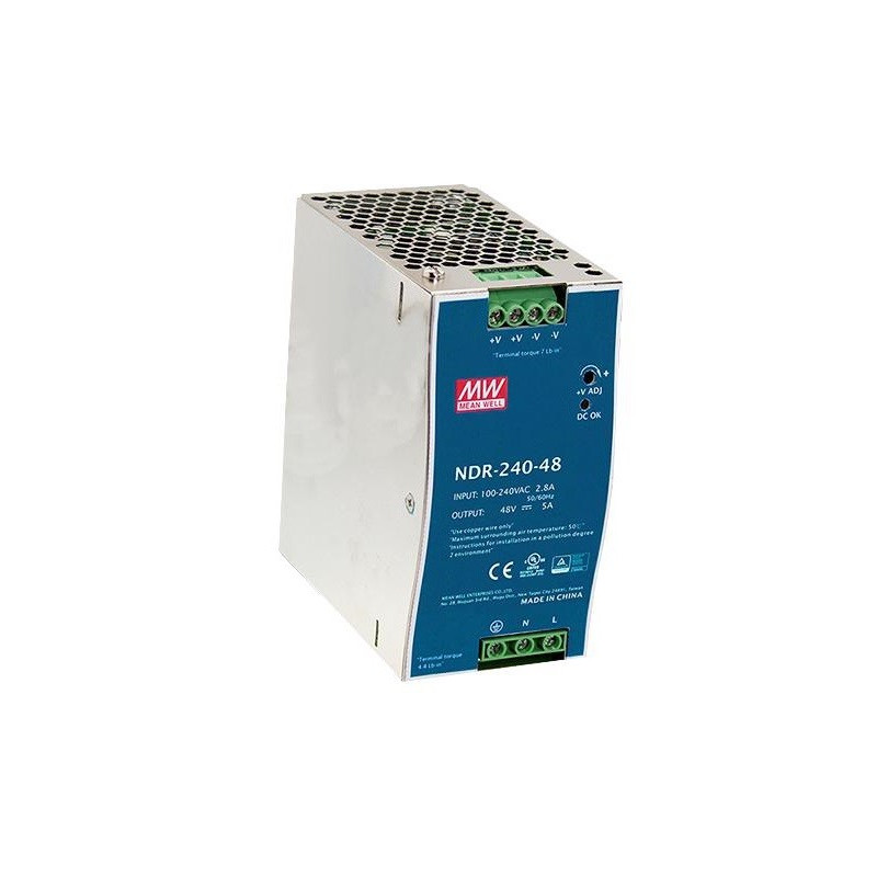 Mean Well, AC/DC DIN Rail Power Supply (PSU),1Output,240W,24 V, NDR-240-24