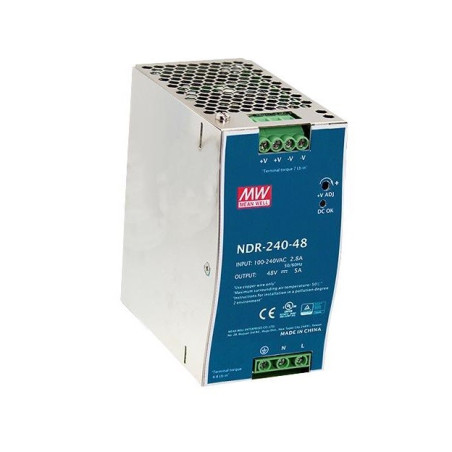 Mean Well, AC/DC DIN Rail Power Supply (PSU),1Output,240W,24 V, NDR-240-24