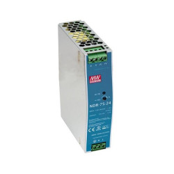 Mean Well, AC/DC DIN Rail Power Supply (PSU),1Output,75.6W,12V, NDR-75-12