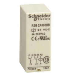 Schnieder, General Purpose Relay, RSB Series, Interface, DPDT, 24 VDC, 8 A