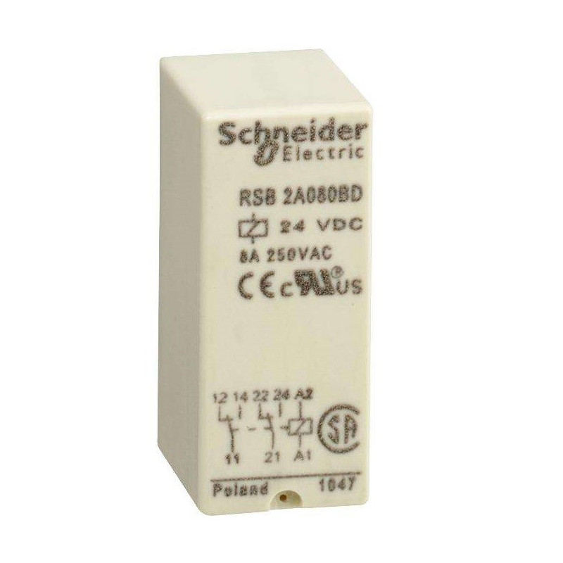 Schnieder, General Purpose Relay, RSB Series, Interface, DPDT, 24 VDC, 8 A