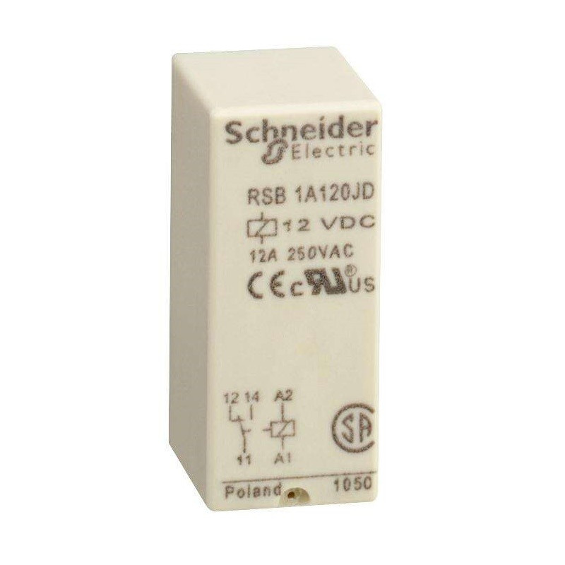 Schnider, General Purpose Relay, RSB Series, Interface, DPDT, 12 VDC, 8 A