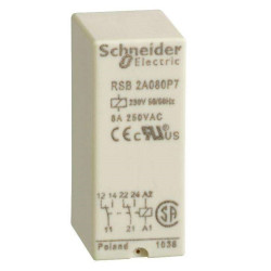 Schnieder, General Purpose Relay, RSB Series, Interface, DPDT, 230 VAC, 8 A