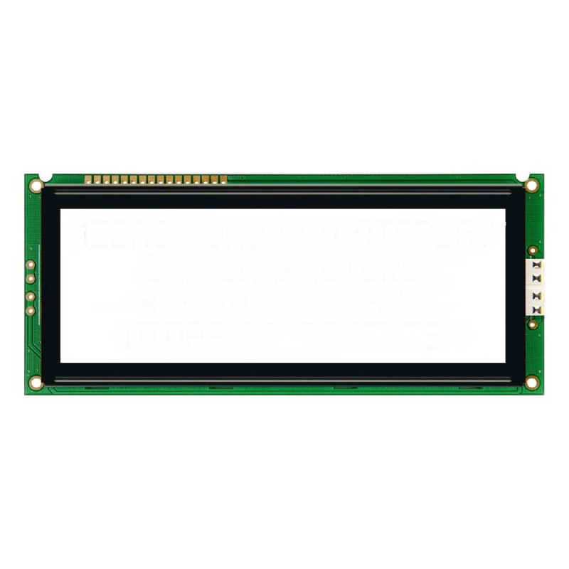 Midas (MC42008A6W-FPTLW) Alphanumeric LCD, 20 x 4, Black on White, 5V