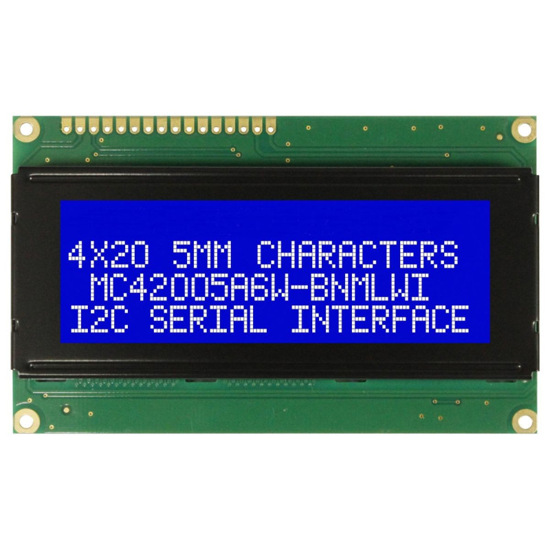 Midas (MC42005A6W-BNMLWI-V2) Alphanumeric LCD, 20 x 4, White on Blue, 5V