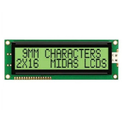 Midas (MC21609A6W-GPTLY-V2) Alphanumeric LCD, 16 x 2, 5V, Parallel